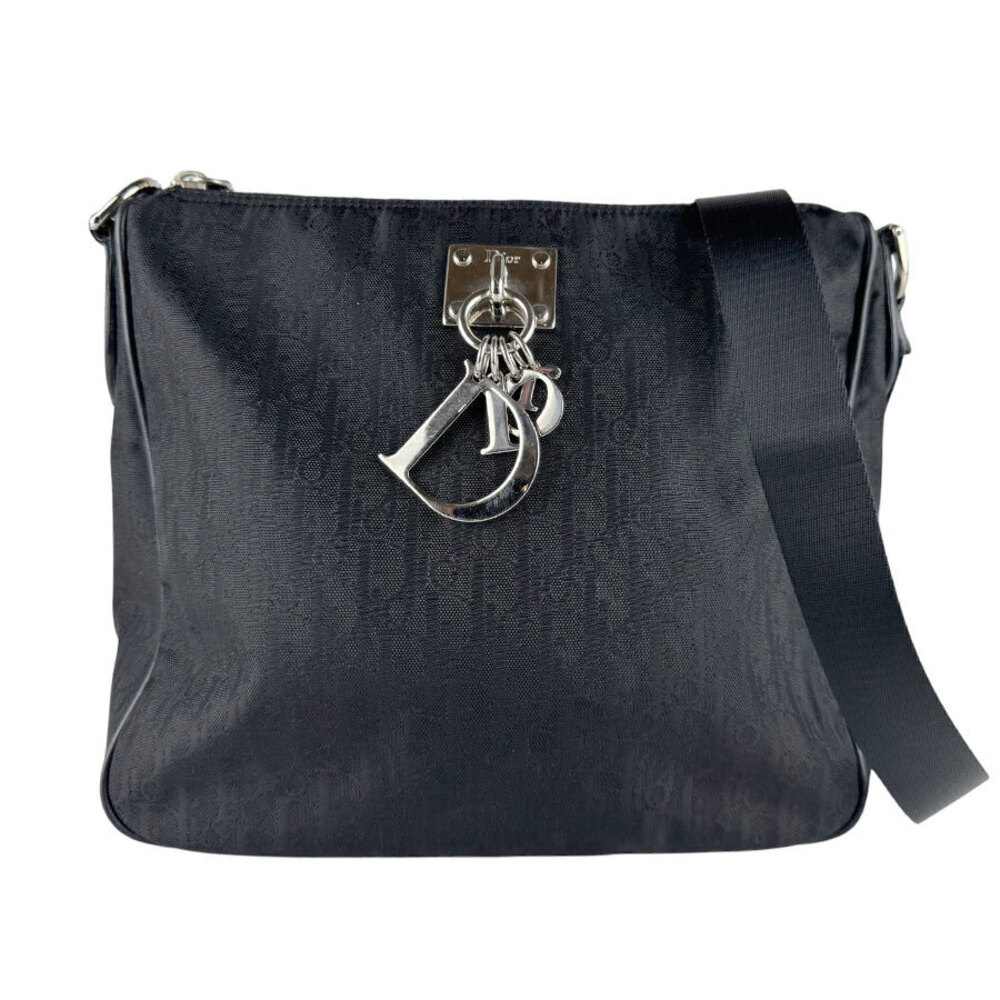 Christian Dior Trotter Shoulder Bag Leather Black